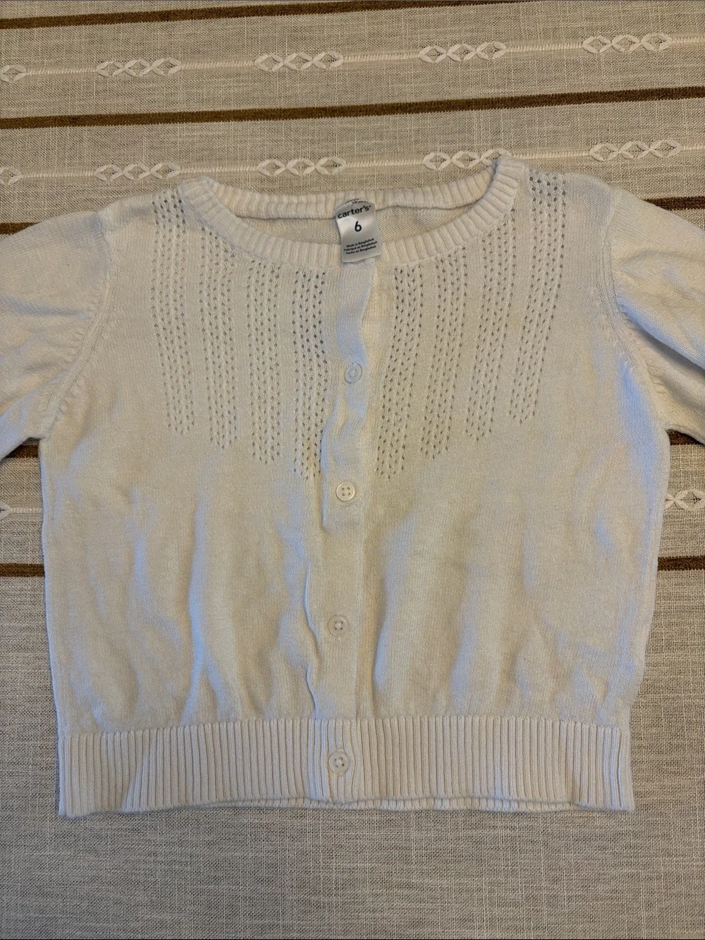Carter's White Knit Button-Up Cardigan